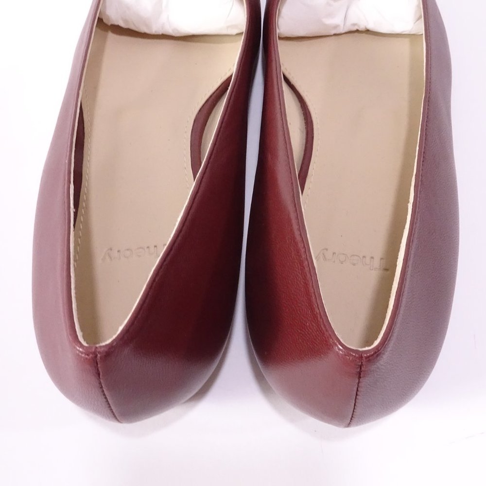 Theory Pointed Flat in Leather Flats Maroon NIB 320 Sz 37 - Picture 4 of 11